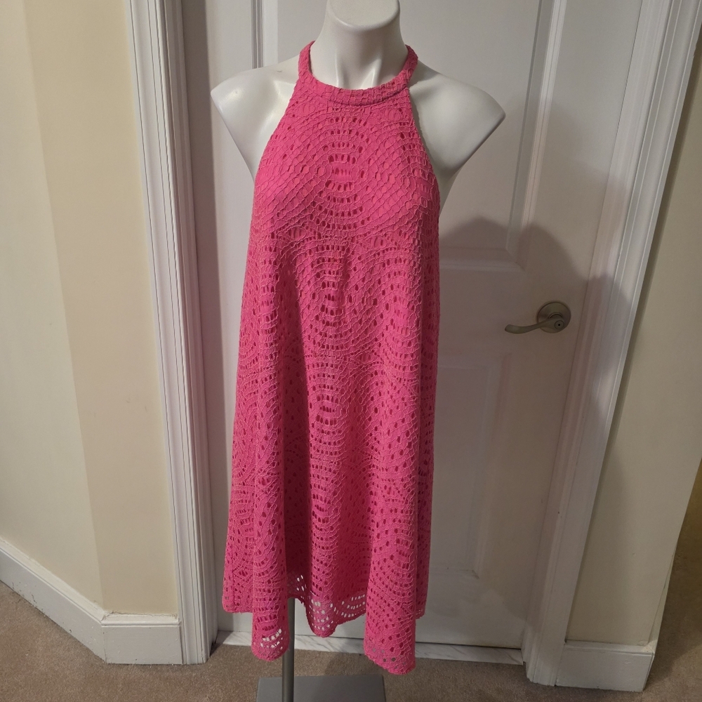 Lilly Pulitzer Hot Pink Crochet Halter Dress - Picture 4 of 8